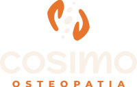 logo Cosimo Osteopatia biało pomarańczowe